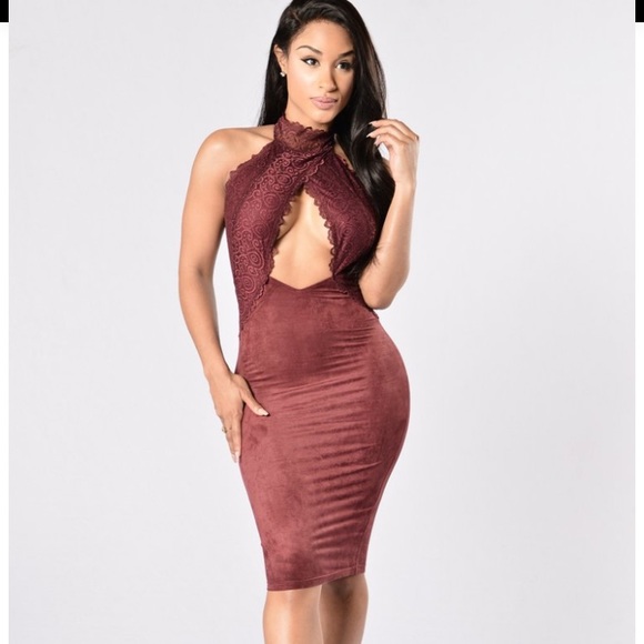 Fashion Nova Dresses & Skirts - Lover's Lace Dress - Burgundy